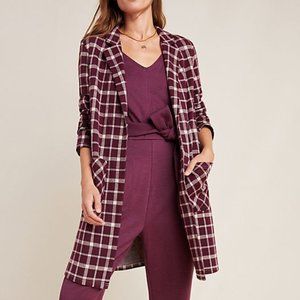 Anthropologie Burgundy Plaid Sweater